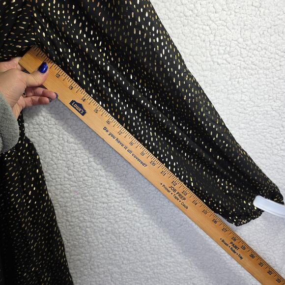 RIHOAS Black Gold Metallic Long Sleeve V Neck Midi Dress XL - Picture 6 of 16